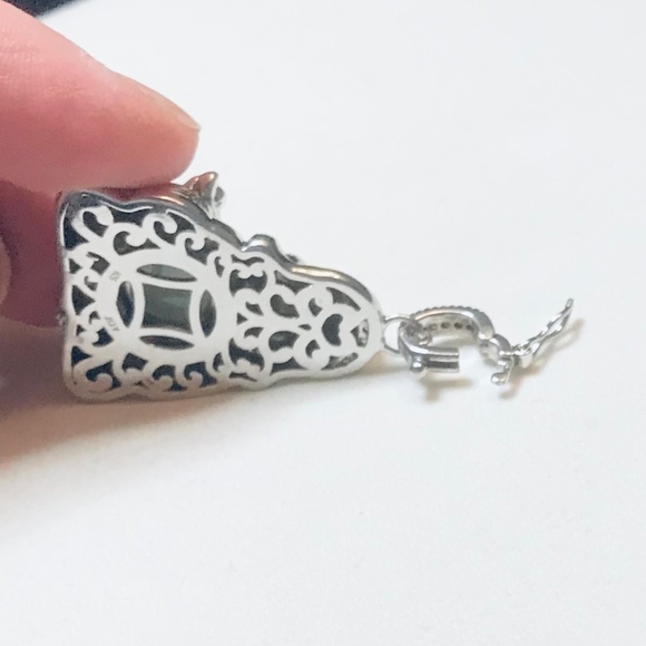 Sterling Silver Genuine Green Jade Smiling Buddha Pendant - Picture 9 of 14